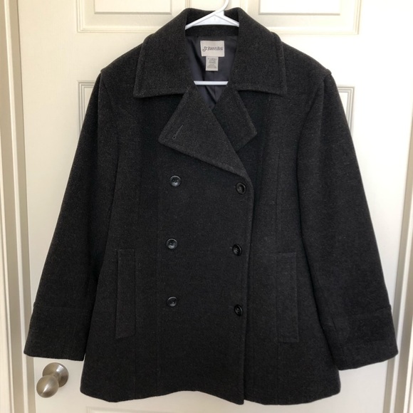 St. John’s Bay Pea Coat shortened sleeves - Picture 1 of 10